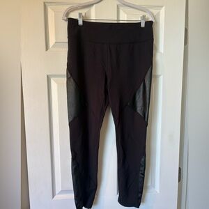 Calia Black leggings with leather patches